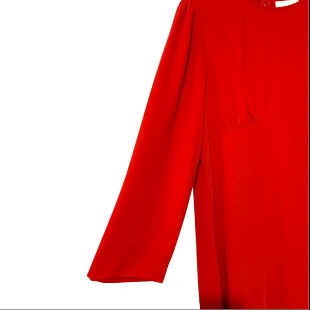 NWT Long Sleeves Modest A-line Red Midi Dress Size XXL